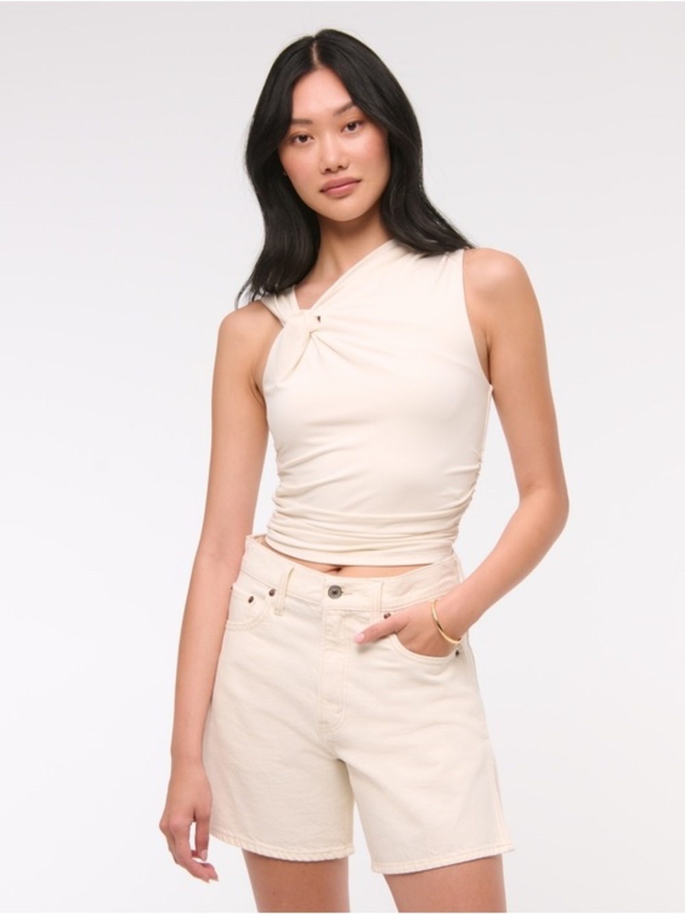 Abercrombie • High Rise Loose Short in White